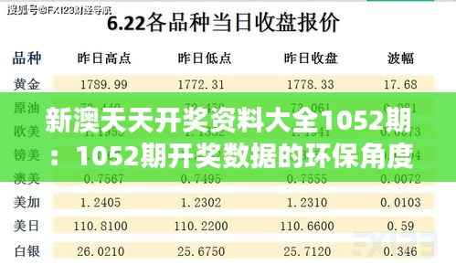新澳天天开奖资料大全1052期:1052期开奖数据的环保角度思考