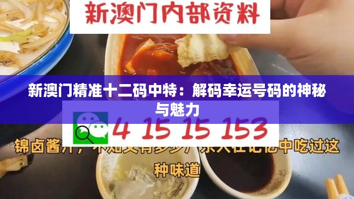 新澳门精准十二码中特:解码幸运号码的神秘与魅力